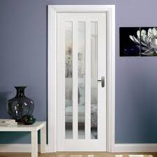 Utah 3 Panel Door Clear Glass White Primed Internal Glass Doors Doors Interior Glass Doors Interior