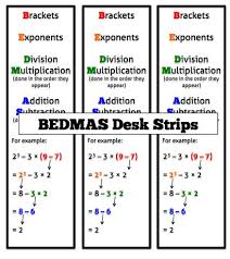 Bedmas Desk Strip Student Aid To Remember Order Of Operations Order Of Operations Math Textbook Math Expressions