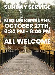 This Sunday we welcome back the lovely Meduim: Kerri Lynn for the divine  service. All are welcome to join us.  https://pottersbarspiritualistchurch.co.uk/our-monthly-calendar/