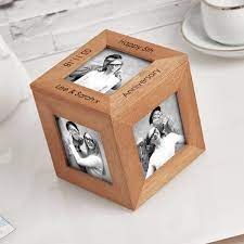 5th Anniversary Wood Photo Cube Diy Anniversary Gifts For Him 5th Wedding Anniversary Gift Anniversary Gifts