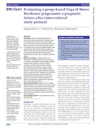 Maybe you would like to learn more about one of these? Pdf Evaluating A Group Based Yoga Of Stress Resilience Programme A Pragmatic Before After Interventional Study Protocol