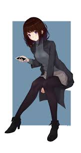 Meiko has short brown hair. Short Hair Brunette Purple Eyes Anime Anime Girls Heels Sweater Smartphone Skirt Hd Wallpapers Desktop And Mobile Images Photos