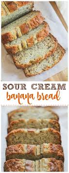 Sour Cream Banana Bread This Moist Slightly Tangy Sour Cream Banana Bread Is Super Del Sour Cream Banana Bread Sour Cream Recipes Banana Bread Recipe Moist