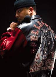 French Montana Sporting The Soda Club Wolf Jacket Urban Fashion Women Hip Hop Leather Jacket
