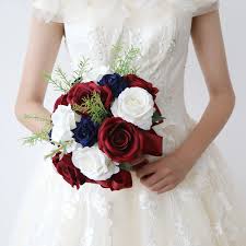 Maybe you would like to learn more about one of these? Buy Uwedding 10 Inches Artificial Wedding Bouquets Navy Blue Burgundy Rose Bridal Bouquet Real Touch White Rose Bridal Bouquet For Ceremony Anniversary Bridal Shower French Rustic Wedding Bouquet Online In Hong Kong