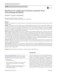 Pdf Microfracture For Cartilage Repair In The Knee A Systematic Review Of The Contemporary Literature