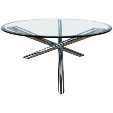 207.04 kb, 1782 x 1782. Vintage Chrome Star Base Round Glass Coffee Table At 1stdibs