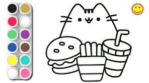 This second coloring page is sure to have your child giggling! How To Draw Cute Cat And Food Coloring Pages For Kids Youtube