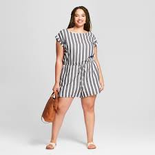 Black And White Striped Romper Plus Size Women S Plus Size Striped Romper Universal Thread Blue 4x Plus Size Fashion Formal Dresses For Women Striped Rompers