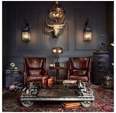 Home Cigar Lounge For A Lounge Dark Colors Paneled Walls Sconces Statement Chandelier Dark Furniture Cigar Room Decor Cigar Lounge Decor Lounge Decor