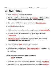 Bill Nye Heat Video Questions Bill Nye Science Guy Persuasive Writing Prompts