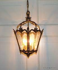 Vintage Hanging Ceiling Light Antique Brass Lantern Pendant 5 Glass Panels Etched Star Design 14 Hanging Lights Hanging Ceiling Lights Antique Light Fixtures