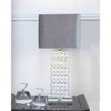 Romeo crystal table lampby regina andrew. Crystal Cut Glass Rectangle Lamp With Grey Shade Table Lamps