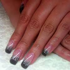 Black And Silver Glitter Acrylic Nails Black With Silver Ombre Gel Nails Black Ombre Nails Black Acrylic Nails Ombre Nails Glitter