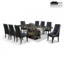 A excellent quality solid pine ducal twin pedastal 6/8 seater extending dining table and six matching chairs original to the table ,the set includes two carvers ,overall. Long Marble Dining Table Set 8 Seater Kedai Perabot Sin Hup Fatt Ipoh