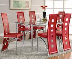 The chrome center post supports a white tabletop. Rdrs35 Ideas Here Red Dining Room Set Collection 4464