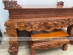 Sập thờ tứ linh gỗ gụ Lào đục tay siêu đỉnh cao (anh Tuệ, Thái Bình)