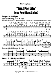 It was his second collaboration with david bowie after the idiot. Lust For Life Iggy Pop Mini Song Lesson Free Video Drum Lesson Pdf Notation Hunt Sales Drumstheword Online Video Drum Lessons
