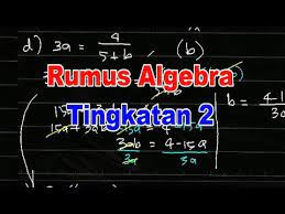 Nota matematik tingkatan 2 2019. Bab 3 Rumus Algebra Tingkatan 2 Jom Cuba 3 1 Youtube