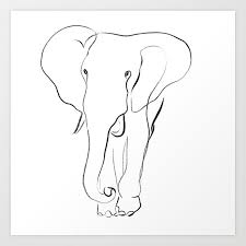 You can either choose to color your drawings online or print them to color and offer them. Elephant One Line Drawing Art Print By Katrinpo Society6