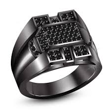 Black And Silver Wedding Rings For Men New Unique Style Design Round Multi Stone 14k Black Gold Finish Men S Band Ring Mens Gold Wedding Band Mens Silver Wedding Bands Mens Band Rings