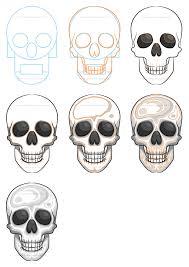 Learn How To Draw A Simple Skull Filled With Solid Shapes And Colors Cartoonskull Howtodraw Drawinglesso Easy Skull Drawings Skulls Drawing Simple Skull