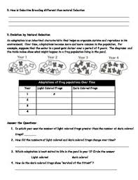 Against,the diurnal worms are going to die. Evolution And Natural Selection Worksheet Answers