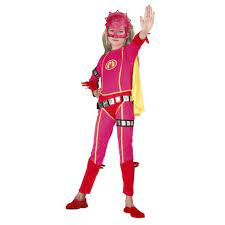 Het pak heeft een gele cape en een riem met zakje. Verkleedpak Mega Mindy Mega Mindy Fun