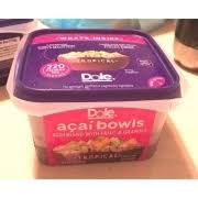 Dole Acai Bowls Tropical Fruit And Granola Calories Nutrition Analysis More Fooducate