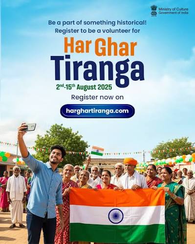 🇮🇳 Join the Har Ghar Tiranga movement from 2nd to 15th August! ✓ Register as a Tiranga Volunteer 🏠 Encourage everyone to hoist the Tricolour at home 📸 Upload your selfies with
