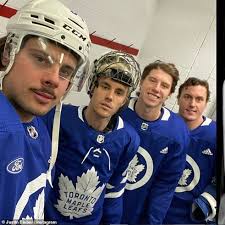 Hockey has changed a lot. Justin And Jaxon Bieber Play Ice Hockey With Nhl S Mitch Marner Tyson Barrie And Auston Matthews Daily Mail Online