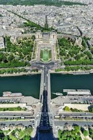 Aerial view of Trocadero as seen from the Eiffel Tower with La Defense in  the background in Paris, France. 16110236 Stock Photo at Vecteezy