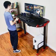 Eureka E1 Racer Gaming Desk Molten Silver Height Adjustable Gaming Desk 30 Day Risk Free Guarantee Plus Free S Gaming Desk Black Gaming Gear Stylish Desk