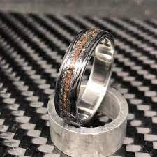 Meteorite And Dinosaur Titanium Core Thin Ring Rings Mens Wedding Bands Dinosaur Ring Mens Wedding Bands