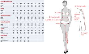 size chart for women uniforms by olino