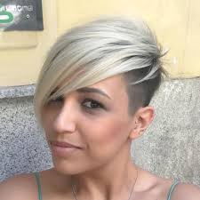 Two Tone Asymmetrical Pixie Undercut Platinum Blonde Hair Platinum Blonde Short Hair Styles