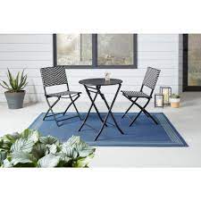 Stylewell Mix And Match Black And White 3 Piece Steel Wicker Outdoor Bistro Folding Set Fds40081 St The Home Depot In 2021 Outdoor Bistro Set Bistro Table Outdoor White Outdoor Furniture