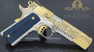 Engraved Black And Gold 1911 Pin On Fire Arm Engraving Design