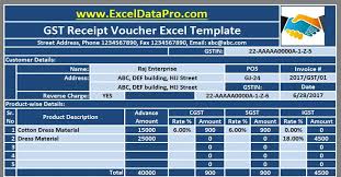 The voucher is given as a proof of payment by the buyer to a. Download Gst Receipt Voucher Excel Template For Advance Payments Under Gst Exceldatapro