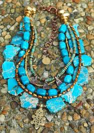 Imperial Blue Jasper Turquoise And Bronze Pearl Statement Necklace Silver Necklace Statement Beaded Necklace Jewelry