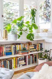 Room with plants and books. Books And Plants In A White Shelf Home Libraries Living Decor Home