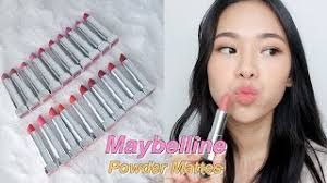 Warna dari lipstik ini dijamin cocok untuk semua warna kulit <3 span=>. Maybelline Powder Mattes Swatches Review 50 Layers Of Lipstick Challenge Youtube