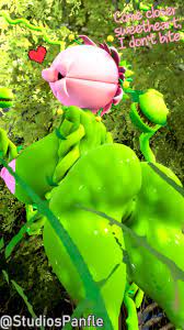 1girls 3d anthro ass big ass big breasts breasts faceless  character fangs female flora fauna flower forest green skin larger female  milf monster girl nature nipples nude panflestudios pink