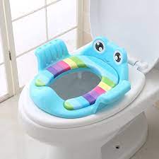 potty training seat for kids boys girls toddlers toilet seat for baby with cushion handle and backrest toilet trainer for round and oval toilets walmart com in 2021 baby toilet baby