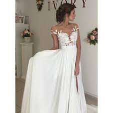 ❤ top qualität & günstiger preis. Schick Lace Applikationen Spitze Schlitz Vorn A Linie Princess Linie Mit Chiffon Brautkleider 147932 Lalamira