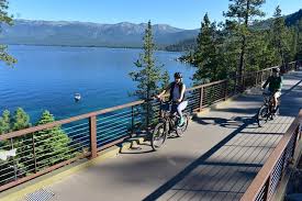 The flume trail follows a precarious route dug out of the granite cliffs more than a century ago by laborers developing a water supply and lumber transport for the mines of the comstock lode. Half Day Self Guided Electric Bike Tour Lake Tahoe S Iconic East Shore Trail 2021