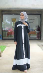 Hitam, abu * lingkar rok 210 cm. 50 Model Gamis Warna Hitam Polos Kombinasi Terbaru