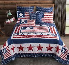Red white blue flag with star. Patriot Star Red White Blue Flag Quilt Set