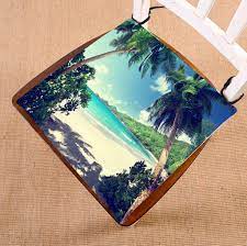 Ambesonne seaside tablecloth, relaxing scene on vacation beach with palm tree chairs and boats panoramic picture, rectangular table cover got the chair but the picture shows a cushion and since none came with it it was disappointing because i chose it. Tropical Palm Trees Chair Pad Beach Takamaka Mahe Island Seychelles Seat Chair Floor Cushion 16x16inch 40x40cm Buy At A Low Prices On Joom E Commerce Platform