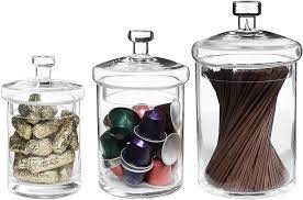 Home designing blog magazine covering architecture, cool products! Clear Glass Apothecary Jar Canisters With Lids Set Of 3 Mygift
